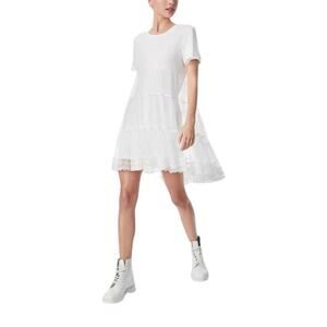 Alice + Olivia Dreema Tulle White Shirt Mini Dress Womens Size Small